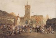 William Henry Pyne The Pig Market,Bedford with a View of St Mary's Church (mk47) Spain oil painting artist